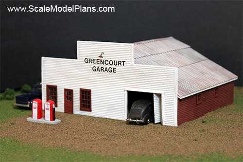 HO Scale garage with corrugated roof