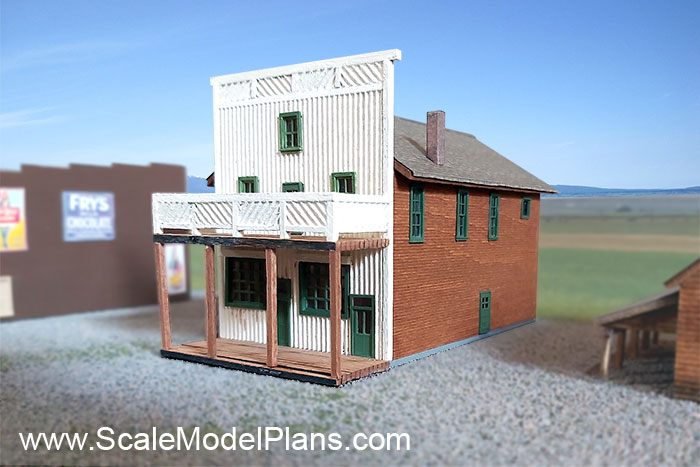 Old West hotel model railroad building in HO scale