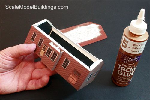 cardstock model roof construction