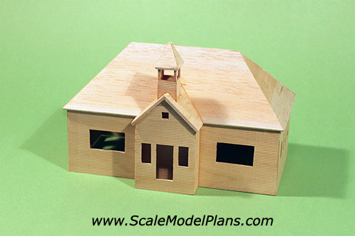 assembled basswood structure kit using scalemodelplans.com