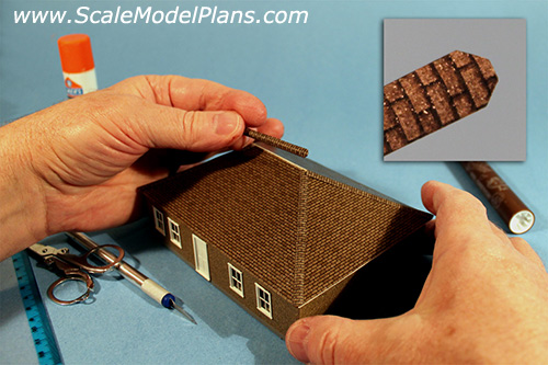 HO scale model train structure - hip roof
