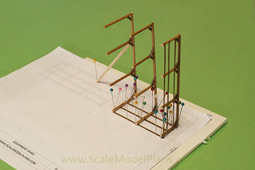 scale model railroad post & beam structure scratch building tip